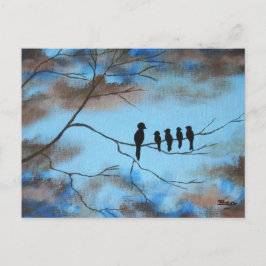 Birds In Tree In Sky Mother's Day抽象芸術アート ポストカード