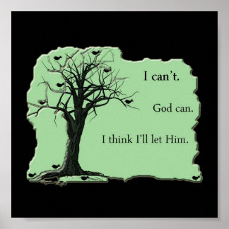 Birds in Tree - Mint Green - Canvas Print ポスター