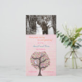 Birds in Tree Pink Thank You's Photo 結婚 Card サンキューカード (スタンド正面)
