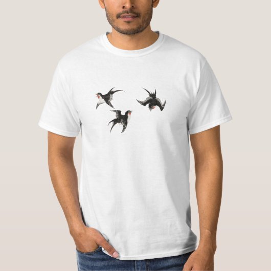 Birds - Katsushika Hokusai Tシャツ (正面)