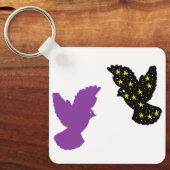 Birds Keychain – Dual Feather Silhouette Design キーホルダー (正面)