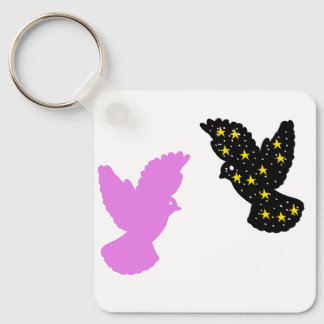 Birds Keychain – Paired Sky Creatures Silhouette キーホルダー