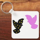 Birds Keychain – Twin Perch Silhouette Symbol キーホルダー (正面)
