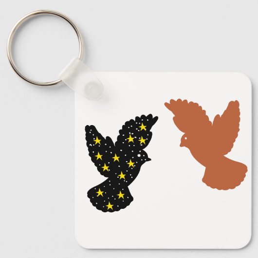 Birds Keychain – Twin Soar Minimal Silhouette キーホルダー (正面)