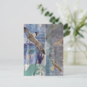 Birds mixed media collage ポストカード (スタンド正面)