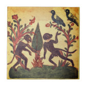 Birds Monkey Glow Worm Indian Renaissance Fable タイル (正面)