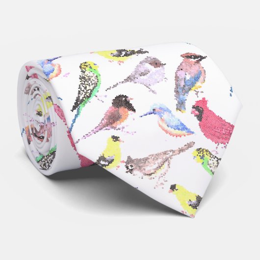 Birds of America- pets and wild birds mosaic ネクタイ (ロール)