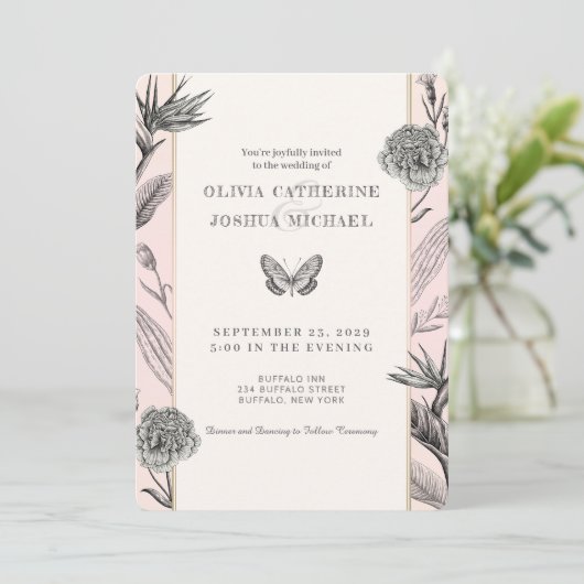 Birds of Paradise Custom Photo Wedding Invitation  招待状 (スタンド正面)