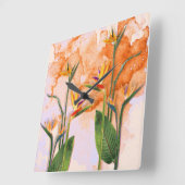 Birds of Paradise in Bloom スクエア壁時計 (傾斜)