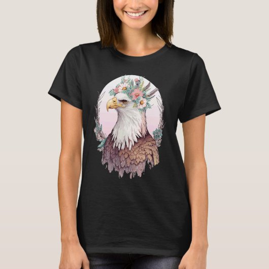 Birds Of Prey Bald Eagle Flower Crown Floral Birdi Tシャツ (正面)