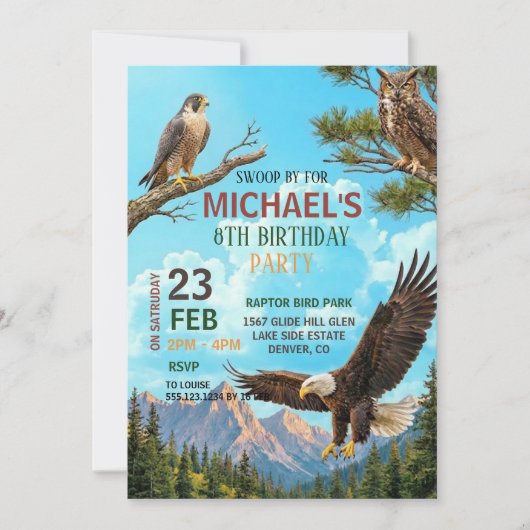 Birds of Prey Birthday Party Invitation 招待状 (正面)