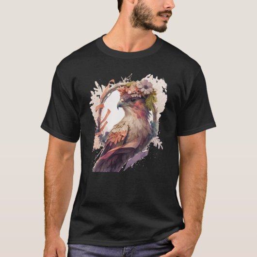 Birds Of Prey Kite Bird Flower Crown Floral Tシャツ (正面)