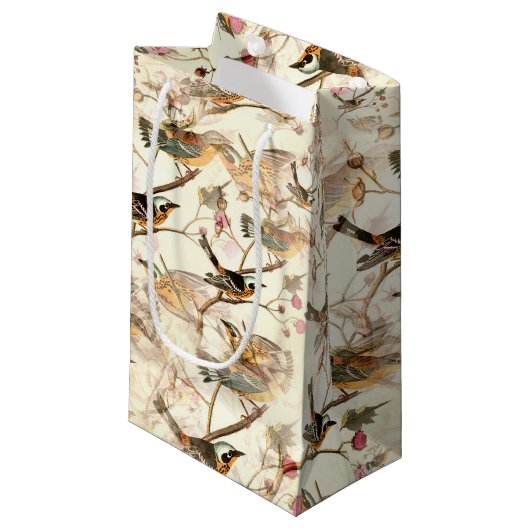 Birds on a branch（ブランチ上の鳥） スモールペーパーバッグ (正面アングル)