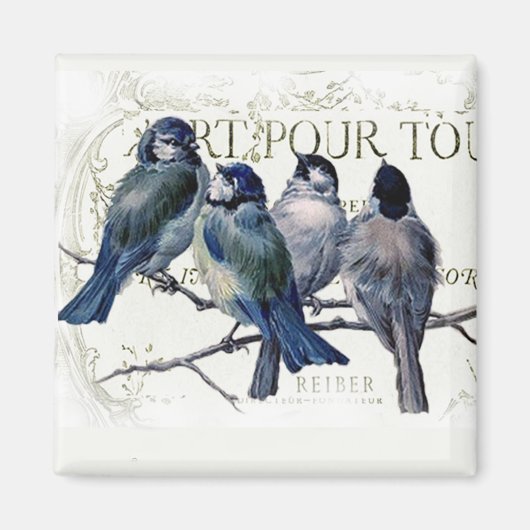 Birds on a branch(ブランチ上の鳥) マグネット (正面)