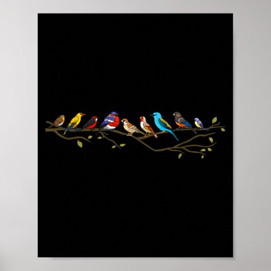 Birds On A Branch Birding Bird Watching Bird Watch ポスター (正面)