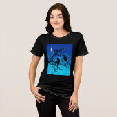 Birds on a branch, Black Against夕べ・ブルー トライブレンドTシャツ (正面全面)