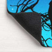 Birds on a branch, Black Against夕べ・ブルー マウスパッド (コーナー)