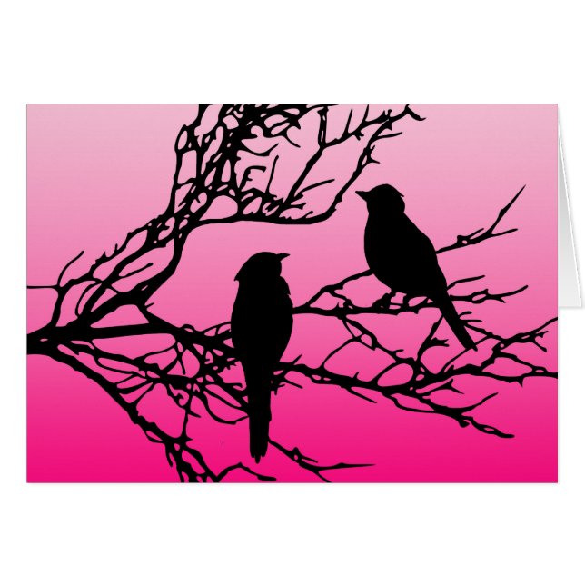 Birds on a branch, Black Against Dawn Pink (正面横)