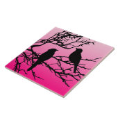 Birds on a branch, Black Against Dawn Pink タイル (側面)