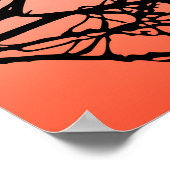 Birds on a branch, Black Against Sunset Orange ポスター (角)