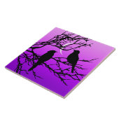 Birds on a branch, Black Against Twilight Purple タイル (側面)