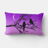Birds on a branch, Black Against Twilight Purple L ランバークッション (裏面)