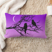 Birds on a branch, Black Against Twilight Purple L ランバークッション (ブランケット)