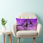 Birds on a branch, Black Against Twilight Purple L ランバークッション (椅子)