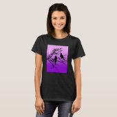 Birds on a branch, Black Against Twilight Purple Tシャツ (正面フル)