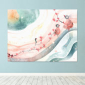 Birds on a Heart Branch  キャンバスプリント (インサイチュ (ウッドフロア))