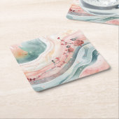 Birds on a Heart Branch スクエアペーパーコースター (アングル)