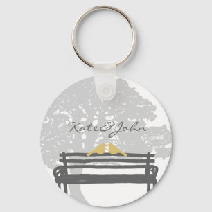 Birds on a Park Bench結婚's(公園のベンチの鳥) キーホルダー