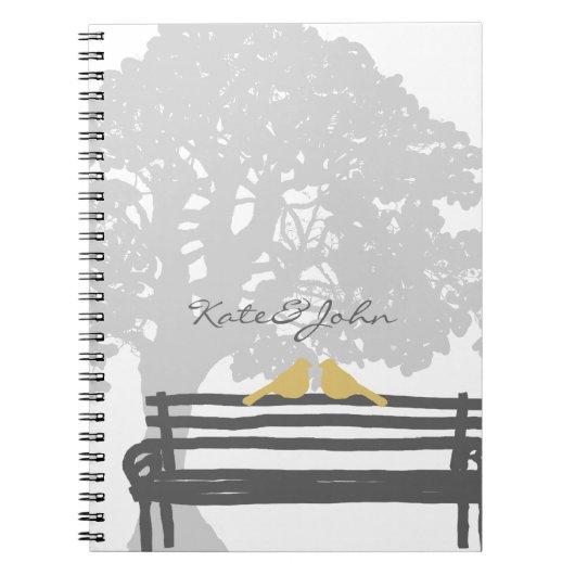 Birds on a Park Bench結婚's(公園のベンチの鳥) ノートブック (正面)