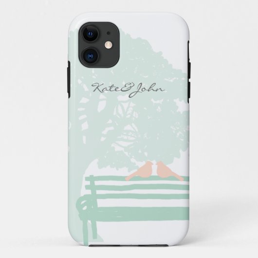 Birds on a Park Bench結婚's（公園のベンチの鳥） Case-Mate iPhoneケース (裏面)