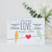 Birds on a Wire - 3x5日付カードを保存 セーブザデート (スタンド正面)