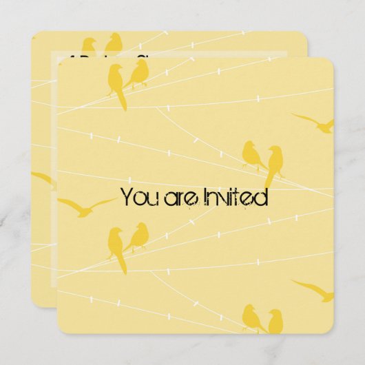 Birds on a wire Baby Shower 招待状 (正面/裏面)