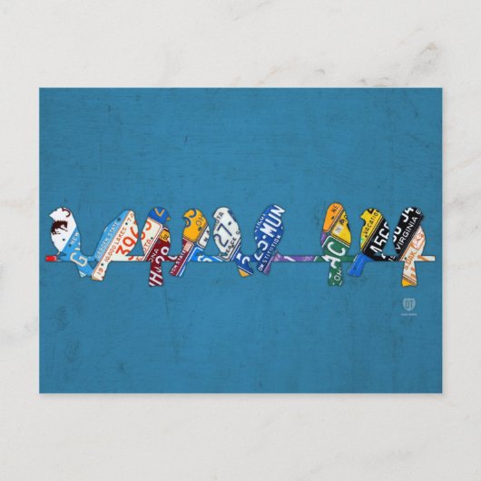 Birds on a Wire Licenseプレート絵葉書 ポストカード (正面)