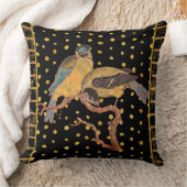 Birds on Black金ゴールド水玉模様 クッション (ブランケット)