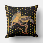 Birds on Black金ゴールド水玉模様 クッション (裏面)