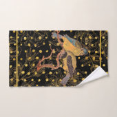 Birds on Black and エレガント金ゴールド バスタオルセット (ハンドタオル)