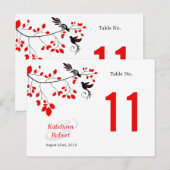 Birds on Branch Red & Blackテーブル番号カード ポストカード (正面/裏面)