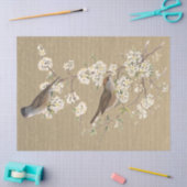 Birds on Flowering Branch金ゴールドスクリプフランスのト 薄葉紙 (クラフト)