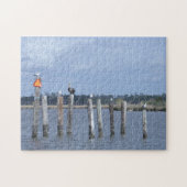 Birds on posts in湖 ジグソーパズル (横)