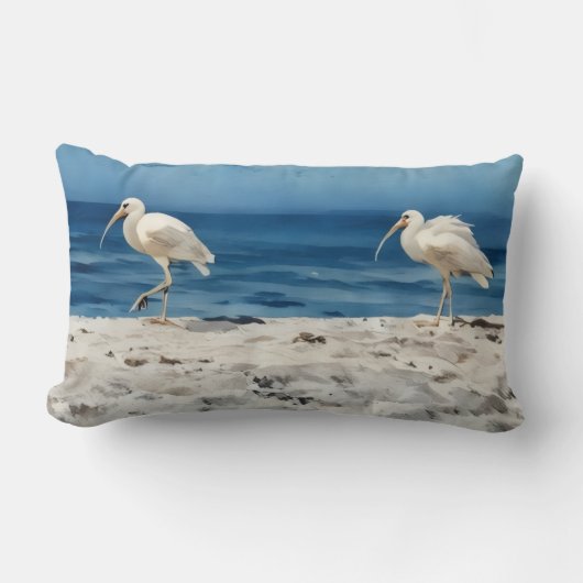 Birds on the Beach Siesta Key Pillow ランバークッション (正面)
