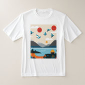 Birds over a lake tシャツ (レイダウン)
