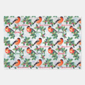 Birds Pine Trees Snow Add Name 3 Coordinates ラッピングペーパーシート (正面)