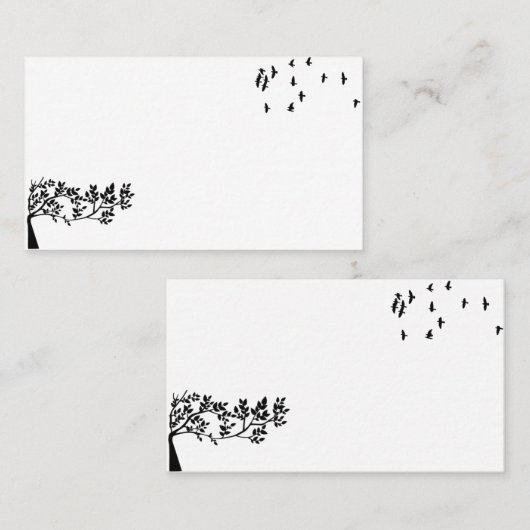 Birds Trees葉シルエット自然 名刺 (正面/裏面)