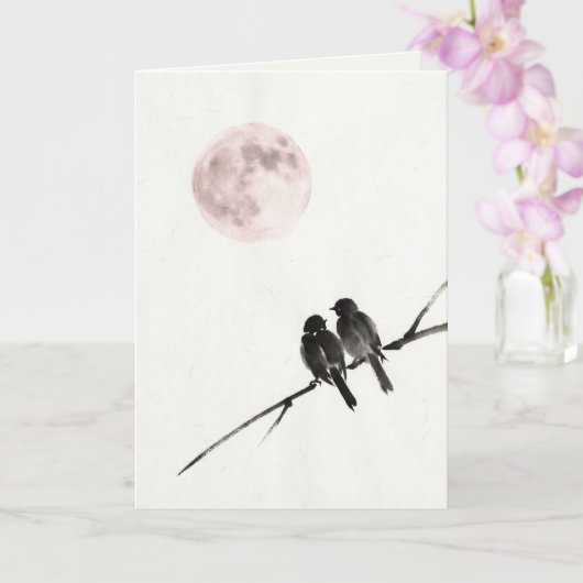 Birds Under Blush Moon Art Card カード (蘭)