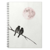 Birds Under Blush Moon Notebook ノートブック (正面)