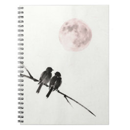 Birds Under Blush Moon Notebook ノートブック